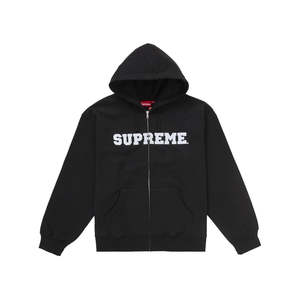 Supreme Collegiate Applique Zip Up Hooded Sweatshirt Black (FW25)