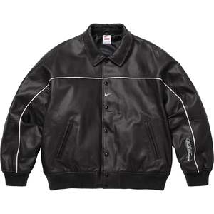 Supreme x Nike Leather Varsity Jacket 'Black' (SS25)