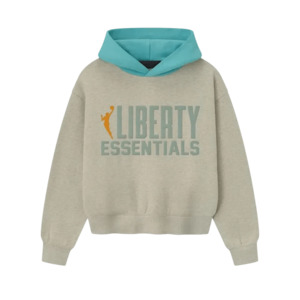 Fear of God Essentials Women's Liberty Classic Hoodie Heather Stone/ Aqua Sea