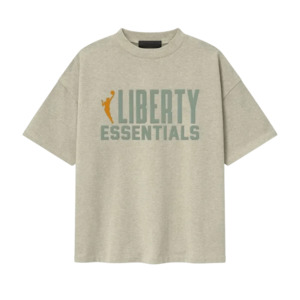 T Shirts: Fear of God Essentials Liberty 90s Tee Heather Stone