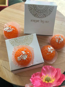 Products: Silver Varak Motichoor Laddu Candle - 4 piece Inayat By AV