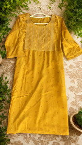 Products: Nisha Mustard Yellow Kurti Inayat By AV