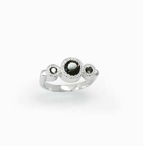 Jewellery: Flock Ring, Sterling Silver & Smokey Quartz: Size R 1/2