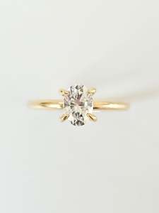 Rings: 0.75ct Oval Moissanite, 9ct Yellow Gold Ring (CI-793)