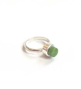 Rings: Jade & Sterling Silver Small Cylinder Ring - Lighter Stone (RI-CY1)