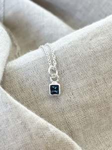 Necklaces: London Blue Topaz Gemstone & Silver Necklace - Dark blue