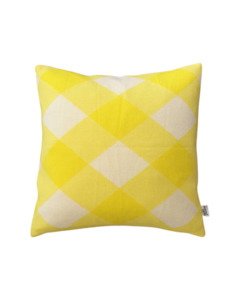 Too Late: Bright Check Cushion Cover - Yellow