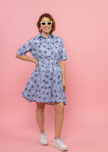 Tops: Jolie Shirt Dress - Blue Bloom