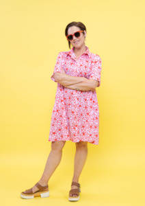 Tops: Jolie Shirt Dress - Scarlet Bloom