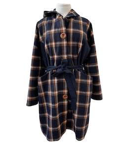 Coats: "Tiggy" Wool Blend Coat - Navy Check One-Off