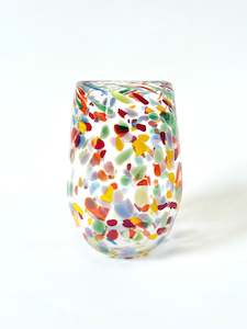 Grinter Glass: Handblown Glass Tumbler - Rainbow Speckle