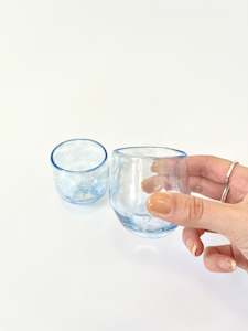 Grinter Glass: Pair of Handblown Shot Glass - Soft Blue