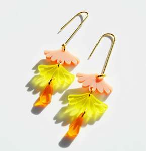 Hagen Co: Wanderlust "Tokyo" Earrings - Bright Pink, Yellow