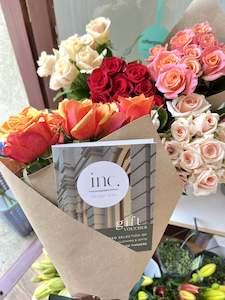 Inc Design: Valentines Day Combo - $50 Voucher & 10 Roses - LOCAL VALENTINES DELIVERY