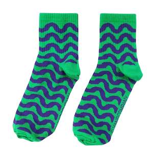 Cotton Ankle Socks - Green & Purple