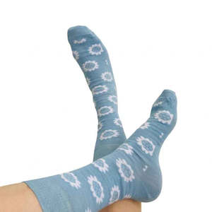 Sly Company: Merino Floral Socks - Polar Blue