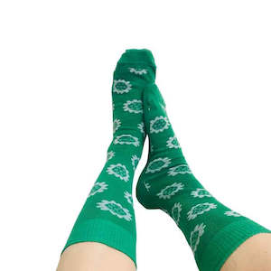 Sly Company: Merino Floral Socks - Grass Green