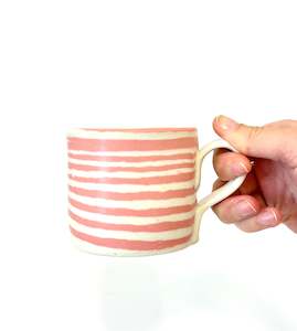 Mystery Creek Ceramics: Ceramic Nerikomi Mug - Medium - Pink Stripes
