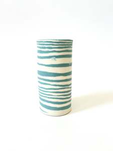 Ceramic Nerikomi Skinny Vase - Small - Turquoise Stripe