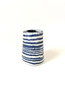 Ceramic Nerikomi Vase - Tiny - Dark Blue Stripe