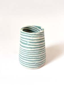Ceramic Nerikomi Vase - Tiny - Turquoise Stripe