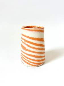 Ceramic Nerikomi Vase - Tiny - Orange Stripe