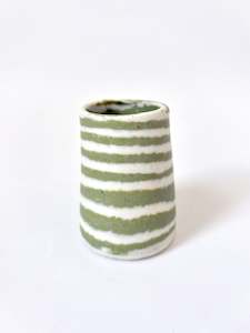 Mystery Creek Ceramics: Ceramic Nerikomi Vase - Tiny - Light Green Stripe