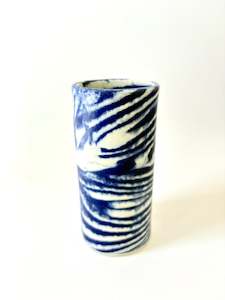 Ceramic Nerikomi Skinny Vase - Medium - Blue Stripe