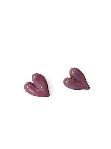 Glass Heart Studs - Pink
