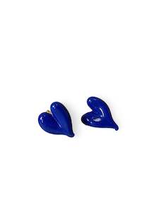 Jewellery Earrings Studs: Glass Heart Studs - Blue
