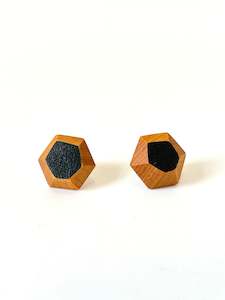 Jewellery Earrings Studs: Black Faceted Native Timber Studs