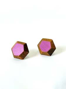 Jewellery Earrings Studs: Fuchsia Faceted Native Timber Studs