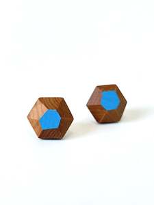 Jewellery Earrings Studs: Bright Blue Faceted Native Timber Studs