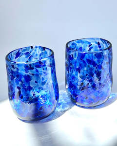 Grinter Glass: Handblown Glass Tumbler - Cosmic Blue