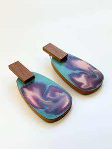 Turquoise / Red Native Timber Swirl Earrings