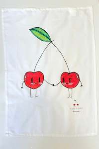 Jemimadidit: Couple of Cheeries - Tea Towel