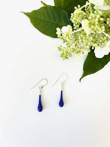 Wearing Glass: Glass Teardrop Earrings - Ink