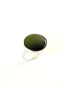 Rings: Large Flat Round Ring (RI-RO1) - Jade & Sterling Silver