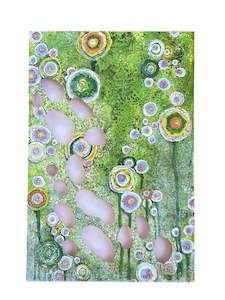 Products: In my Garden original painting by Liz McAuliffe - Large Carved Panel 91.5 x 61