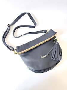 Products: Mini Slouch - Navy leather with Feathers lining
