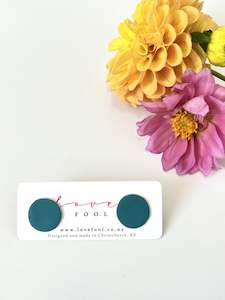Jewellery Earrings Studs: Dot Stud Earrings - Dark Turquoise