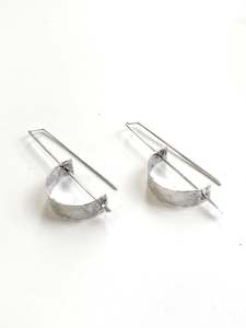 Kouka Design: Silver Wide Curve on Long Post Earrings