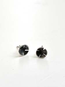 Kouka Design: Silver + Oxidised Studs with Lines earrings