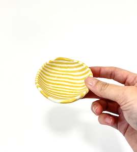 Mystery Creek Ceramics: Ceramic Nerikomi Tiny Dish - Mustard Stripe