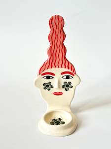 Pink Hair Lady Candle Person - Ceramic candle holder by Studio Soph