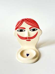 Studio Soph: Pink and Red Gentleman Candle Person - Ceramic candle holder by Studio Soph