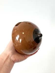 Studio Soph: Brown Ceramic Boob Wall Vase by Studio Soph - Round