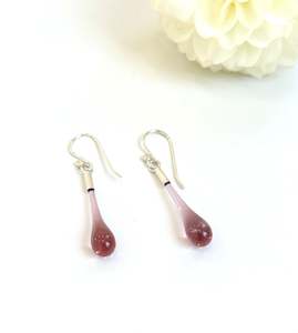 Wearing Glass: Glass Teardrop Earrings - Aubergine