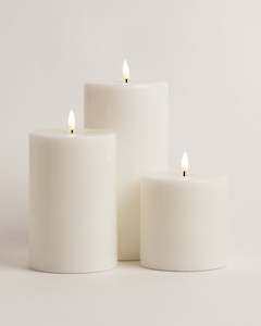 LED Pillar Candle, 10cm x 10cm - White