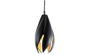 Twist Pendant - Matte Black with Copper Lustre